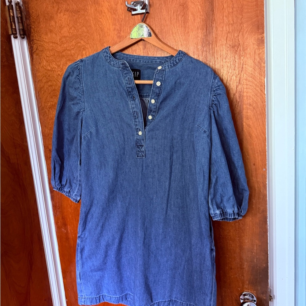 GAP Blue Puff Sleeve Mini Dress